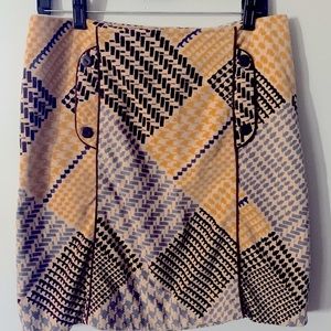 Maeve Anthropologie S 6 Velvet Houndstooth Skirt